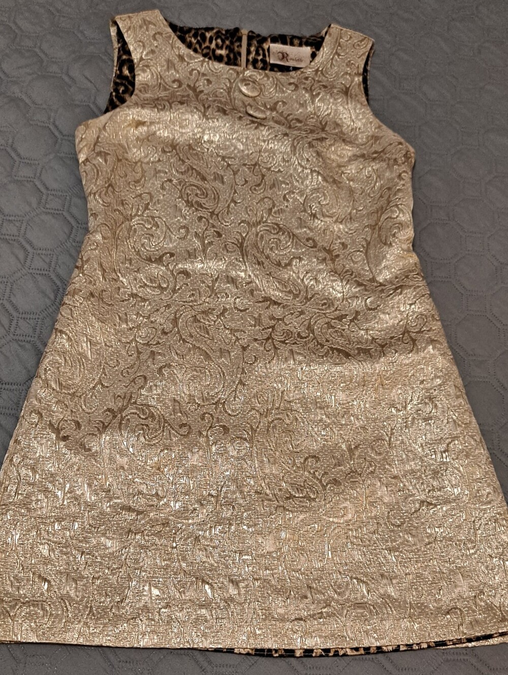 Roulette Metallic Gold Brocade Shift Dress Sz 4